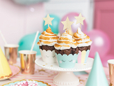 Cupcake toppers - Stars, gold, 11.5cm (1 pkt / 6 pc.)