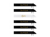 Bride to be and Bride sashes, black and white (1 pkt / 6 pc.)