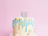 Birthday candles, plain, silver, 6cm (1 pkt / 6 pc.)