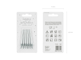 Birthday candles, plain, silver, 6cm (1 pkt / 6 pc.)