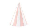 Striped party hats, light pink, 16cm (1 pkt / 6 pc.)