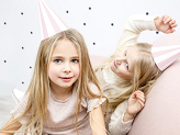 Striped party hats, light pink, 16cm (1 pkt / 6 pc.)