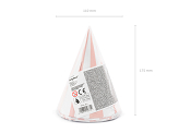 Striped party hats, light pink, 16cm (1 pkt / 6 pc.)