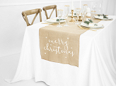 Jute table runner Merry Christmas, white, 50x250cm