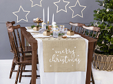 Jute table runner Merry Christmas, white, 50x250cm