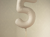 Foil Balloon Number ''5'', 86cm, light warm grey