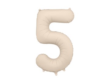 Foil Balloon Number ''5'', 86cm, light warm grey