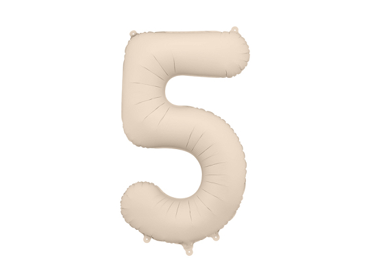 Foil Balloon Number ''5'', 86cm, light warm grey
