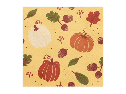 Napkins Pumpkins and acorns, 33x33 cm, orange