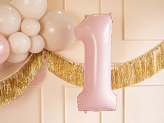 Foil Balloon Number ''1'', 72cm, light pink