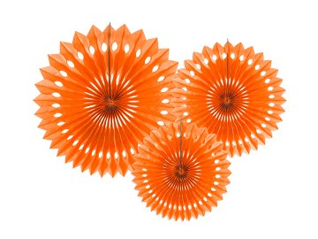 Decorative Rosettes, Orange, 20-30cm (1 pkt / 3 pc.)