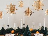 Hanging decoration Snowflakes, gold, 15-25cm (1 pkt / 6 pc.)