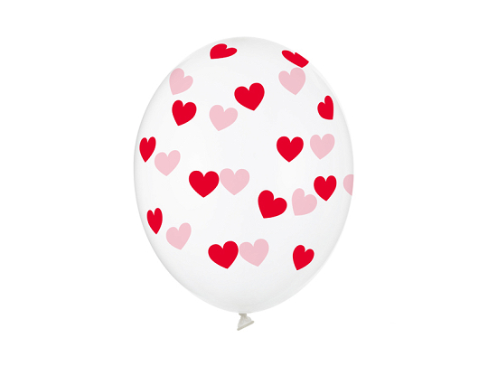 Balloons 30cm, Hearts, Crystal Clear (1 pkt / 50 pc.)