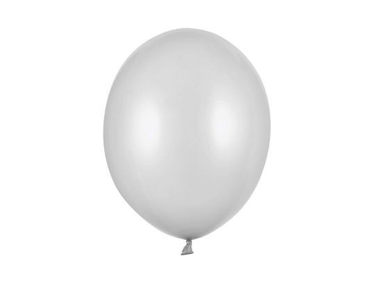 Strong Balloons 30cm, Metallic Silver Snow (1 pkt / 10 pc.)