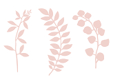 Branch with leaves decoration, powder pink (1 pkt / 9 pc.)