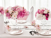 Branch with leaves decoration, powder pink (1 pkt / 9 pc.)