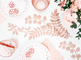 Branch with leaves decoration, powder pink (1 pkt / 9 pc.)