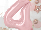 Standing foil balloon Number ''4'' , 84 cm,  light pink