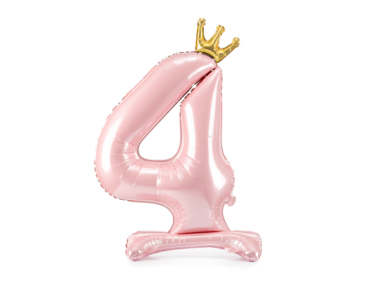 Standing foil balloon Number ''4'' , 84 cm,  light pink