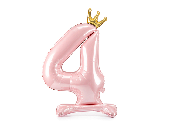 Standing foil balloon Number ''4'' , 84 cm,  light pink