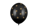 Balloons 30cm, Stars, Pastel Black (1 pkt / 6 pc.)