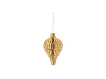 Paper honeycomb ornament Drop, beige, 8x12 cm