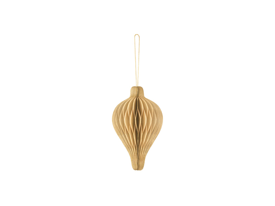 Paper honeycomb ornament Drop, beige, 8x12 cm