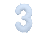 Foil Balloon Number ''3'', 86cm, misty blue