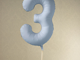 Foil Balloon Number ''3'', 86cm, misty blue