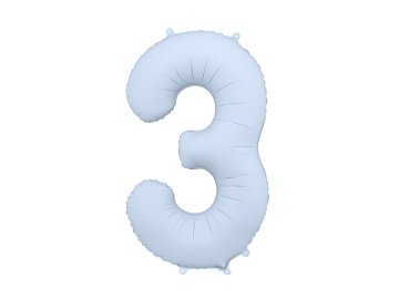 Foil Balloon Number ''3'', 86cm, misty blue
