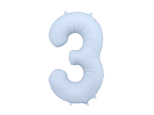 Foil Balloon Number ''3'', 86cm, misty blue