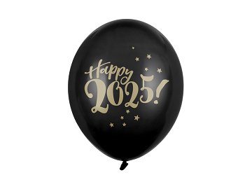 Balloons 30cm, Happy 2025!, Pastel Black (1 pkt / 50 pc.)