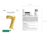 Foil Balloon Number ''7'', 72cm, light gold