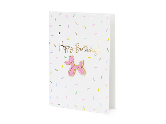 Card with enamel pin Balloon dog, 10.5x14.8cm