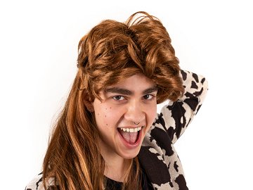 80s wig, long hair, ginger