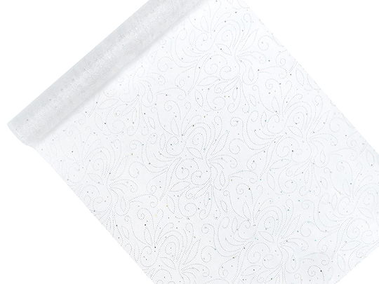 Printed Organza, white, 0.48 x 9m