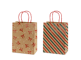Gift bags Stripes and bows, 19x25x10 cm, kraft (1 pkt / 6 pc.)