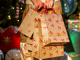 Gift bags Stripes and bows, 19x25x10 cm, kraft (1 pkt / 6 pc.)