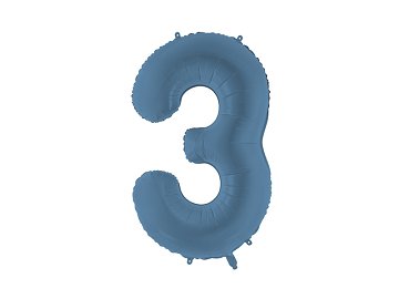 Foil Balloon Number ''3'', 86cm, navy blue