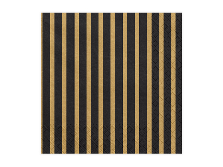 Napkins Stripes, 33x33cm, gold (1 pkt / 20 pc.)