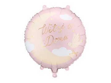 Foil balloon tablet Welcome Home, 35x35 cm, light pink