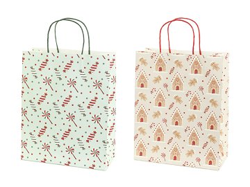 Gift bags Sweets and gingerbread, 26x32.5x12 cm, beige and light blue (1 pkt / 6 pc.)