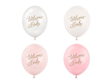 Balloons 30 cm, Welcome Baby, pink mix (1 pkt / 50 pc.)