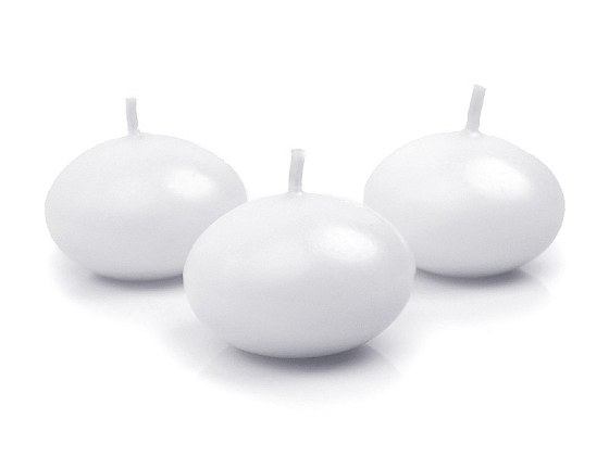 Floating candle disc, matt, white, 4cm (1 pkt / 50 pc.)