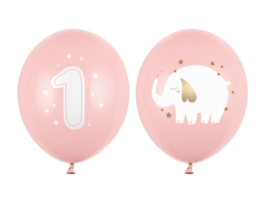 Balloons 30 cm, One year, Baby pink (1 pkt / 50 pc.)