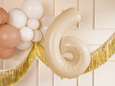 Foil Balloon Number ''6'', 72cm, beige