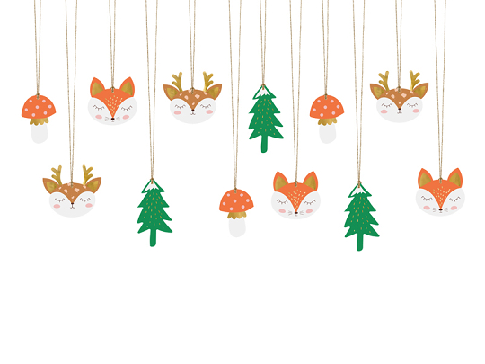 Gift tags Forest, mix (1 pkt / 12 pc.)