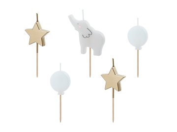 Birthday candles Elephant, 3-5 cm, mix (1 pkt / 5 pc.)