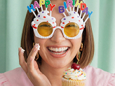Glasses Cupcake Happy Birthday, 18.5x11.5 cm, white