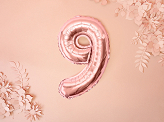 Foil Balloon Number ''9'', 35cm, rose gold